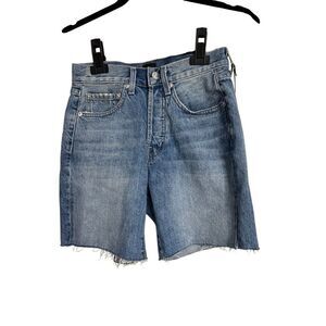 Edwin CAI Short Womens Size 24 Corsica Blue Denim Frayed Hem 7" NWT